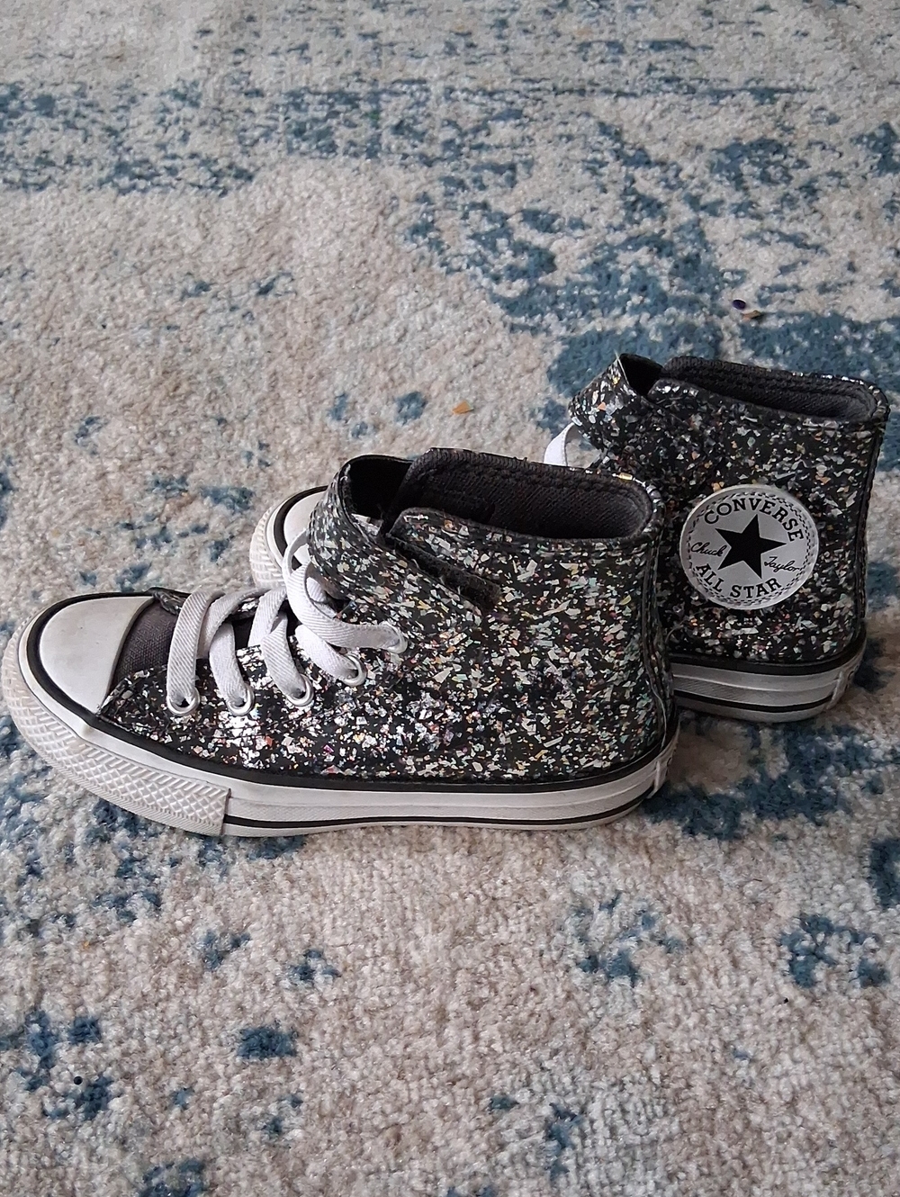 Converse Kids Black Glitter High Top Sneakers